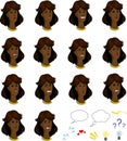 Set of cartoon afroamerican female faces with