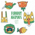 Set of cartoon animal emblems