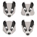 Set of cartoon badgers