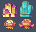 Icons of casino buildings and signboards Royalty Free Stock Photo
