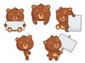 Set of cartoon bears holding signs Royalty Free Stock Photo