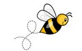 Set of cartoon bee mascot. A small bees flying on a dotted route. Wasp collection. Vector characters. Incest icon Royalty Free Stock Photo