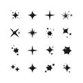 Set of cartoon black sparkles. Collection of star sparkles symbol.