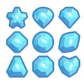 A set of blue emblems of precious stones Royalty Free Stock Photo