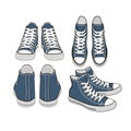 Set of cartoon blue sneakers