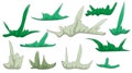 Set of cartoon bunches of grass. Hand-drawn grass bushes for illustration purposes. Isolated vector on white background