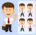 Set Of Cartoon Business Man Character in Various Poses