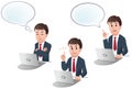 Set of cartoon businessman with speech balloon