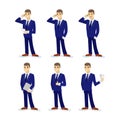 Set of cartoon businessmans. Vector illustration. Royalty Free Stock Photo