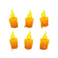 Set of cartoon candles on white background