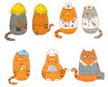 Set of cartoon cat characters. Royalty Free Stock Photo