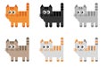 Set of 6 Cartoon Cat Illustrations
