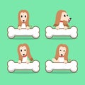 Set of cartoon character afghan hound dog with big bones Royalty Free Stock Photo