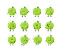 Set Cartoon character apple With different emotions.