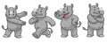 Set cartoon character of funny rhino Royalty Free Stock Photo