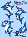 Set of cartoon character of marlin fish Royalty Free Stock Photo