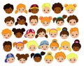 Set of cartoon children's faces. Cartoon child face icon