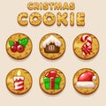 Set Cartoon Christmas cookies, biskvit food icons Royalty Free Stock Photo