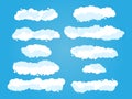 Set of cartoon clouds on a blue background Royalty Free Stock Photo