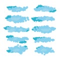 Set of cartoon clouds on a blue background Royalty Free Stock Photo