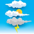 Set of cartoon clouds collection in three different types