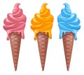 Set of cartoon colored ice cream.