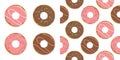 Set of cartoon colorful donuts isolated on white background. Sweet summer pattern with donuts vector illustrations. Royalty Free Stock Photo