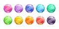 Set of cartoon colorful round crystal buttons. Royalty Free Stock Photo