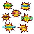 Set of cartoon comic balloon speech bubbles. Elements of pop art retro style design comic books. Royalty Free Stock Photo