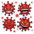 Set cartoon of corona virus character