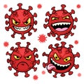 Set cartoon of corona virus character Royalty Free Stock Photo