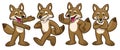 Set of cartoon coyote mascot character