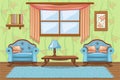 Set cartoon cushioned furniture, Living room Royalty Free Stock Photo