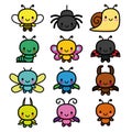 Set Of Cartoon Cute Bugs Isolated Royalty Free Stock Photo