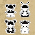 Set cartoon cute monsters. Vector. 10