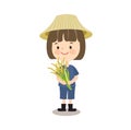 Cartoon Cute Thai Farmer Character.