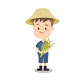 Cartoon Cute Thai Farmer Character.