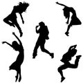 Set of Cartoon dancers silhouette Vector EPS 10