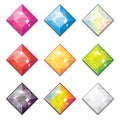 Set of cartoon different color crystals, gemstones, diamonds vector gui assets collection for game design.