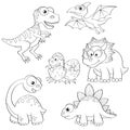 Set of cartoon dinosaurs