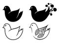 Set of cartoon doodle birds icons