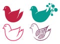 Set of cartoon doodle birds icons