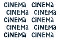 Set of cartoon doodles hand drawn cinema lettering design for your movie advertising