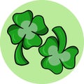 A set of cartoon drawings for the feast of St. Patrick. Green clover is three-leaved and four-leaved. Vector .