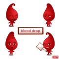 Set of cartoon drop blood