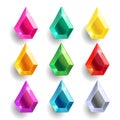 Set of cartoon drop, pear different color crystals