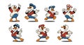 Collection of Happy Cartoon Ducks in Various Poses and Outfits Royalty Free Stock Photo