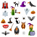 A set of cartoon elements for Halloween. Vector isolated on white background Royalty Free Stock Photo