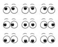 Set of cartoon eyes looking in all directions