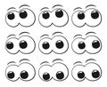 Set of cartoon eyes looking in all directions Royalty Free Stock Photo